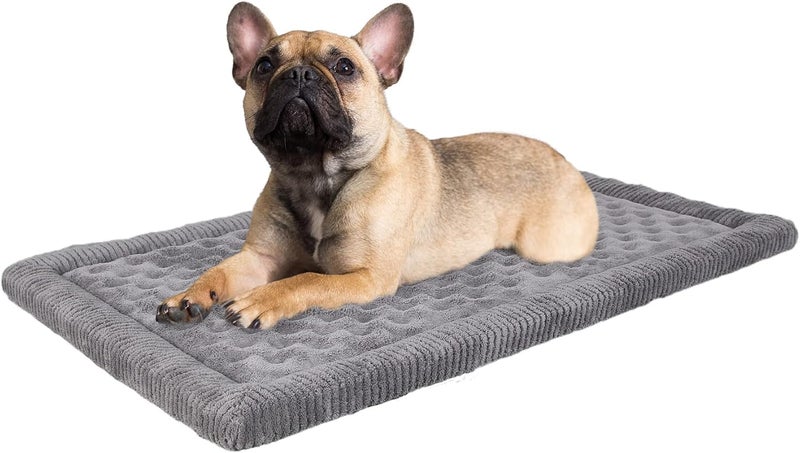 PAGGED Dog Crate Pad 30x19 inch Gray Memory Foam Dog Bed Mat Small Medium Grey Washable Puppy Sleeping Bed Anti Slip - Image 1